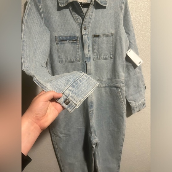 NEW free people Lee Vintage Modern Union Alls Coveralls Jumpsuit Light Wash - Picture 11 of 13